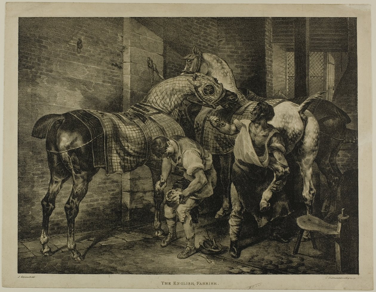 The English Farrier, placa 10 de Various Subjects Drawn from Life on Stone de Jean Louis André Théodore Géricault