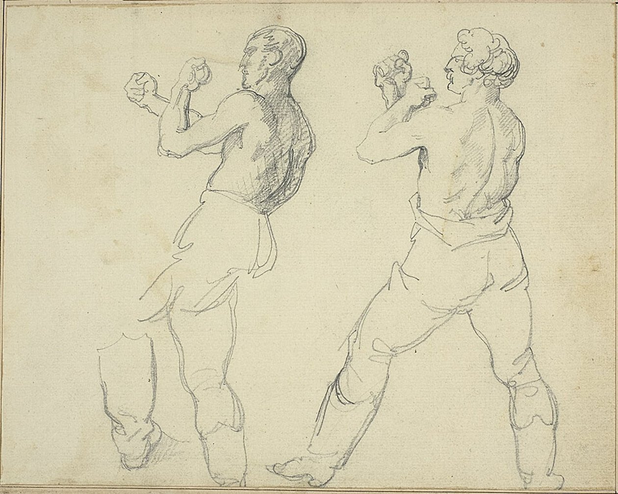 Dois pugilistas virados para a esquerda de Jean Louis André Théodore Géricault