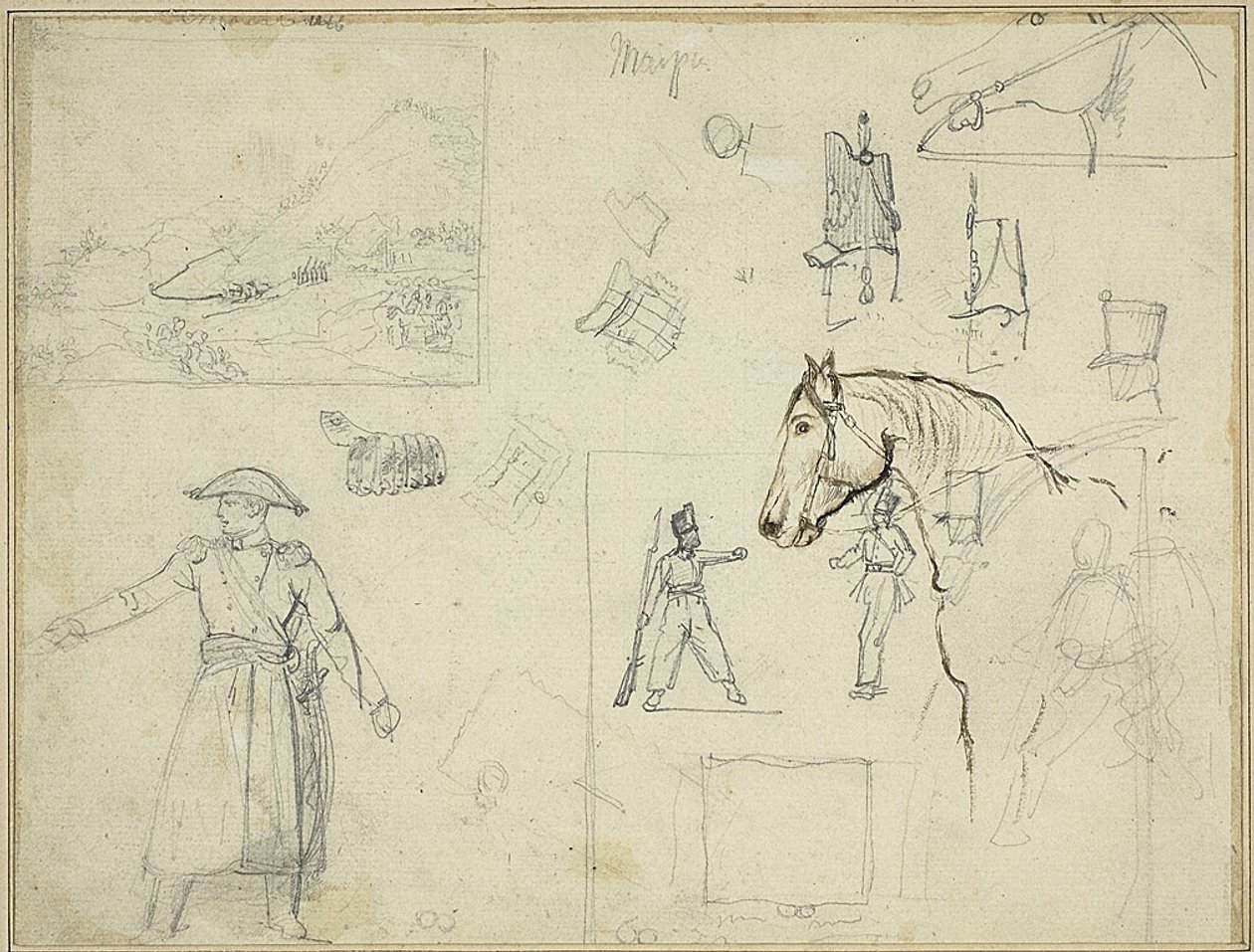 Estudos diversos de Jean Louis André Théodore Géricault