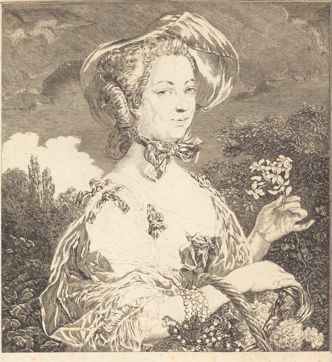 A Marquesa de Pompadour como uma bela jardineira. de Jean Louis Anselin