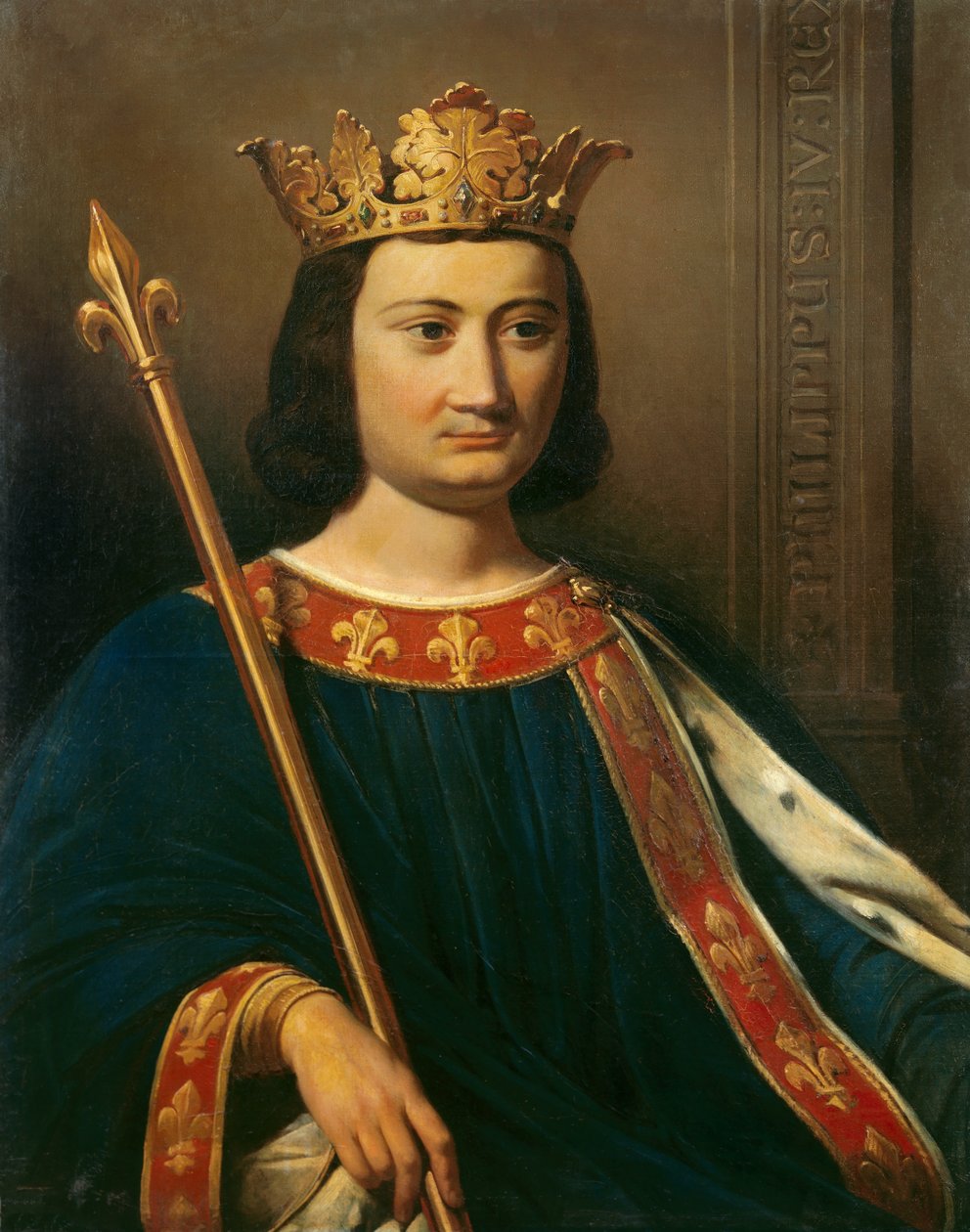 Retrato de Filipe IV, o Bel (1268 - 1314), Rei de França. Pintura de Jean-Louis Bezard (1799-1881). de Jean Louis Bezard