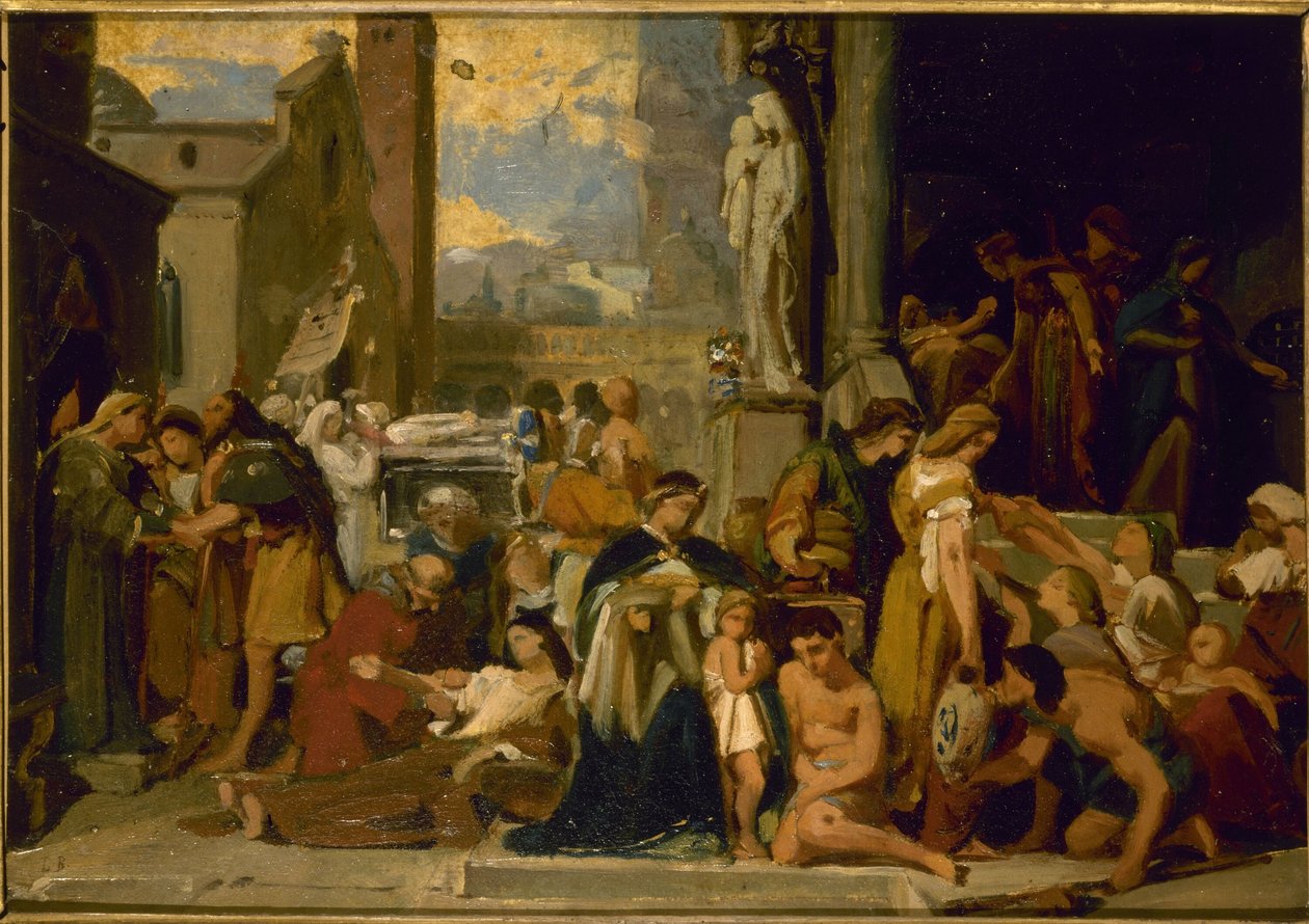 Esboço para a Igreja de Santa Isabel: As Sete Obras de Misericórdia, antes de 1848 (óleo) de Jean Louis Bezard