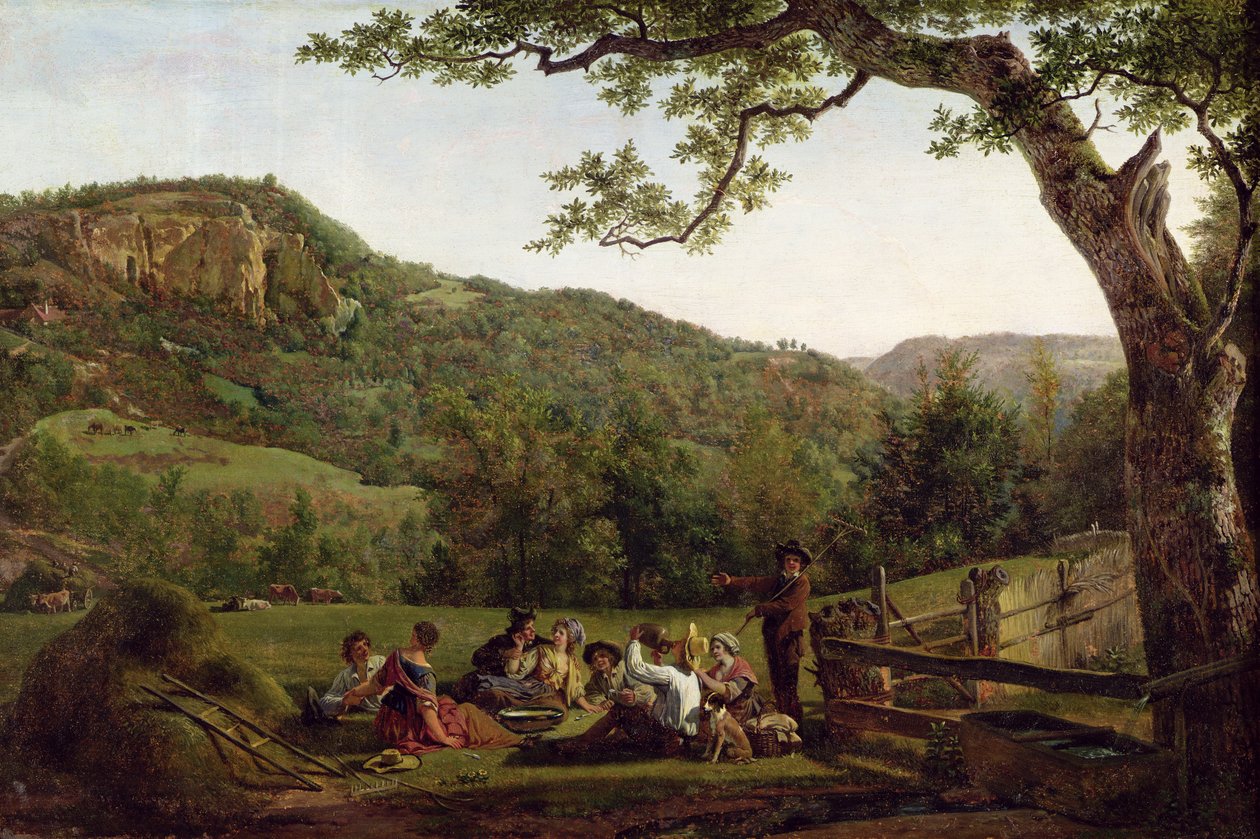 Haymakers Piquenique em um campo de Jean Louis De Marne