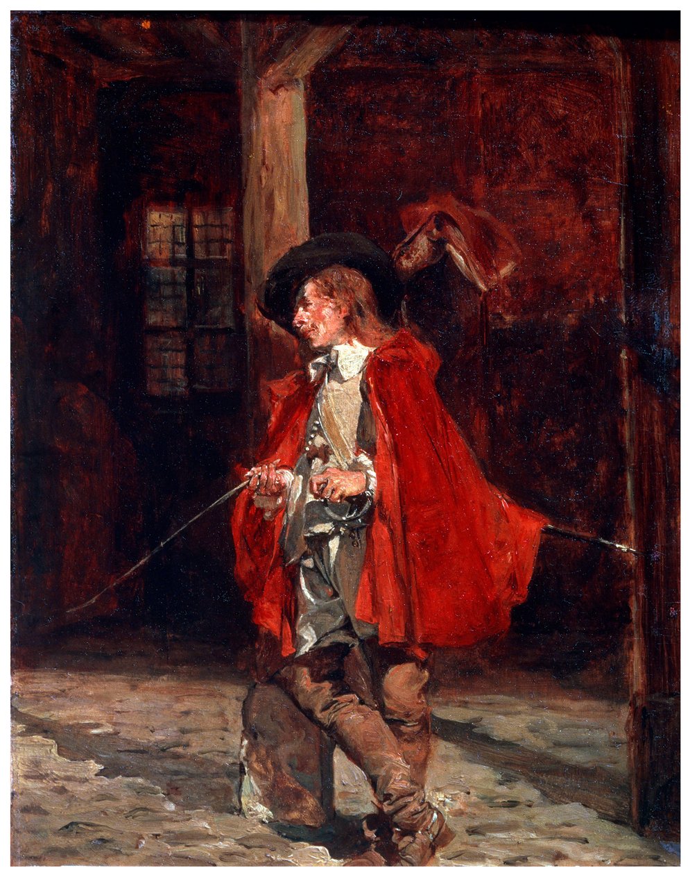 Bretteur Swordsman em uma capa vermelha, século XIX de Jean Louis Ernest Meissonier