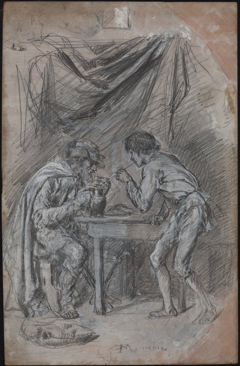 Lazarillo de Tormes roubando bebida de um cego de Jean Louis Ernest Meissonier