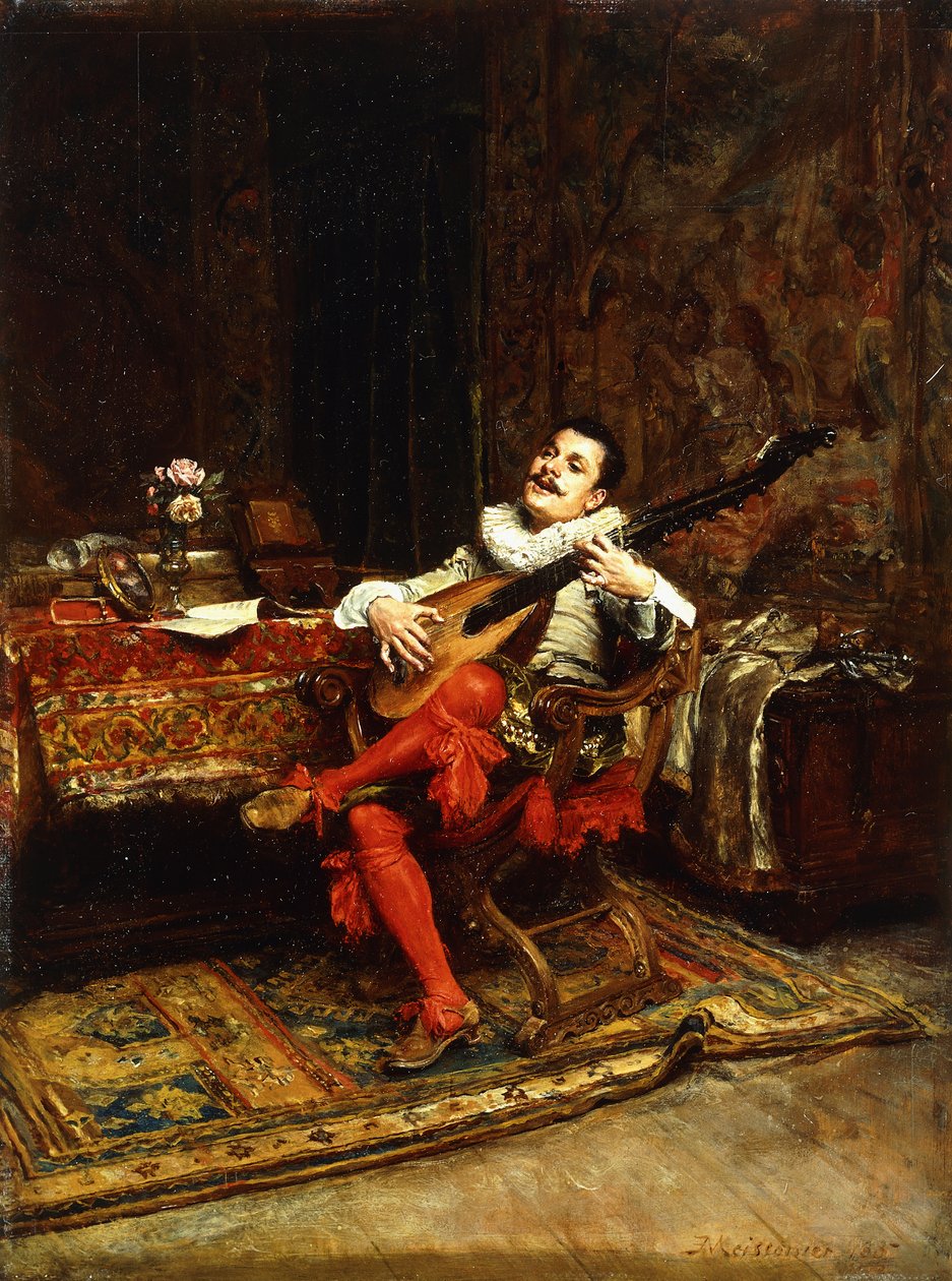 O jogador do alaúde, 1887 de Jean Louis Ernest Meissonier