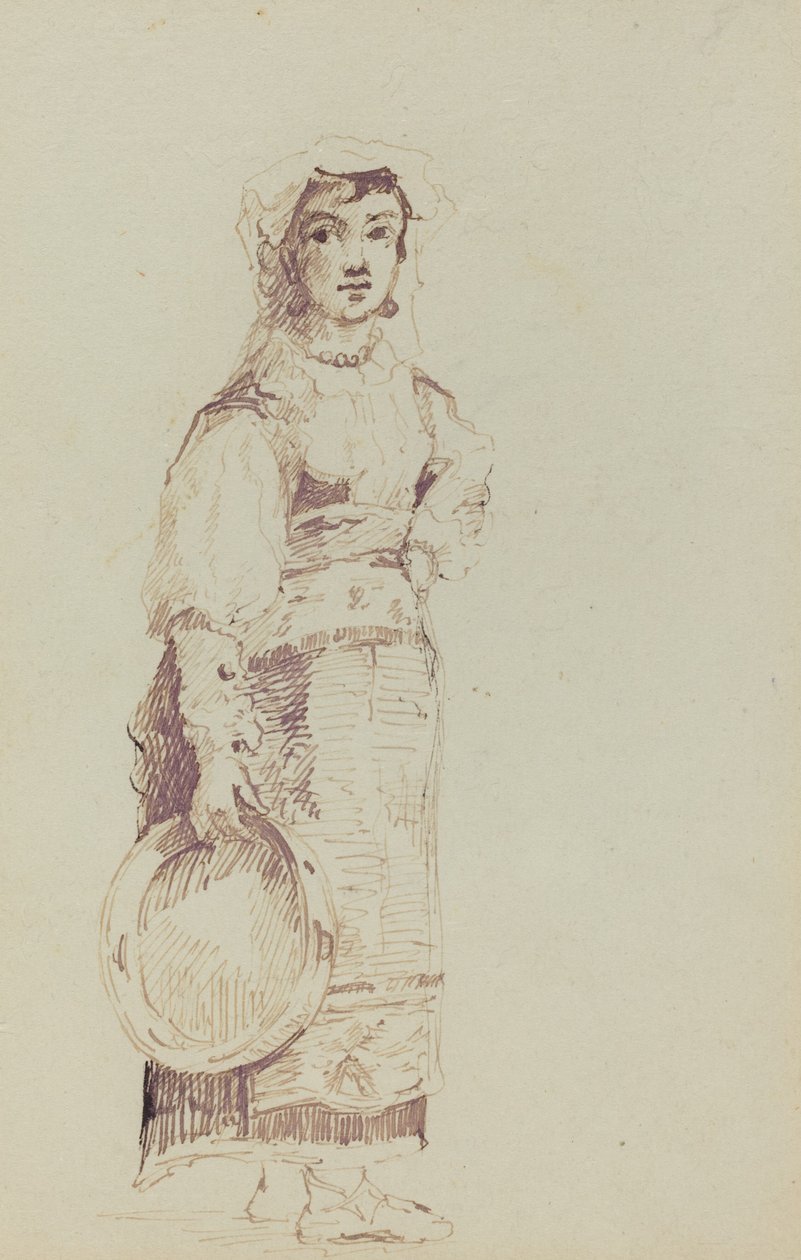 Mulher com Pandeiro (verso) de Jean Louis Ernest Meissonier