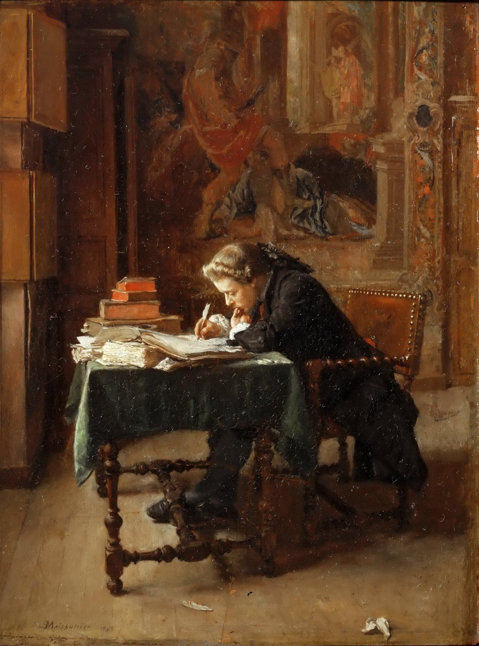 Jovem, escrita de Jean Louis Ernest Meissonier