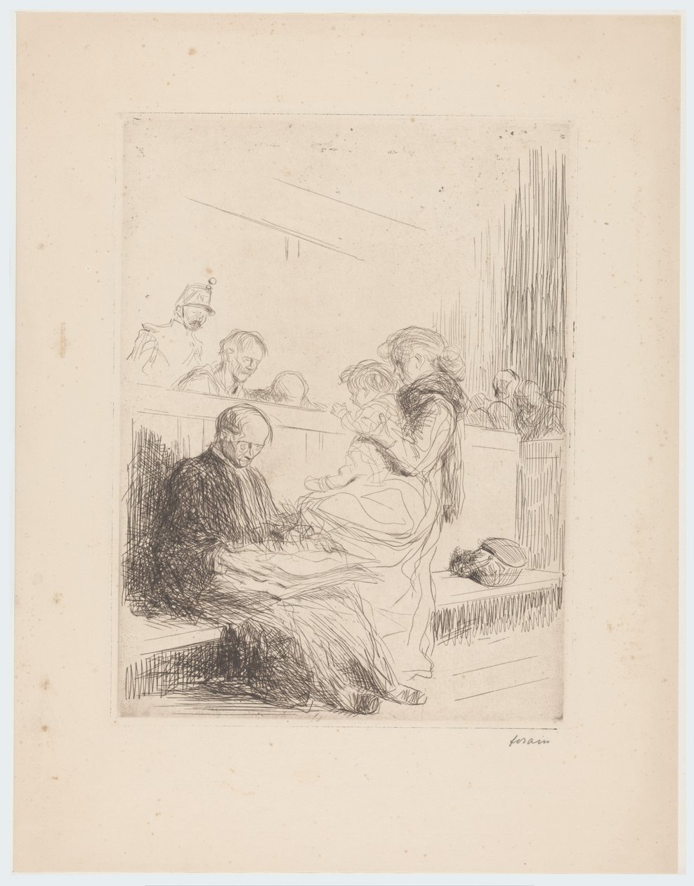 Advogado com clientes em tribunal de Jean Louis Forain (signed by artist)