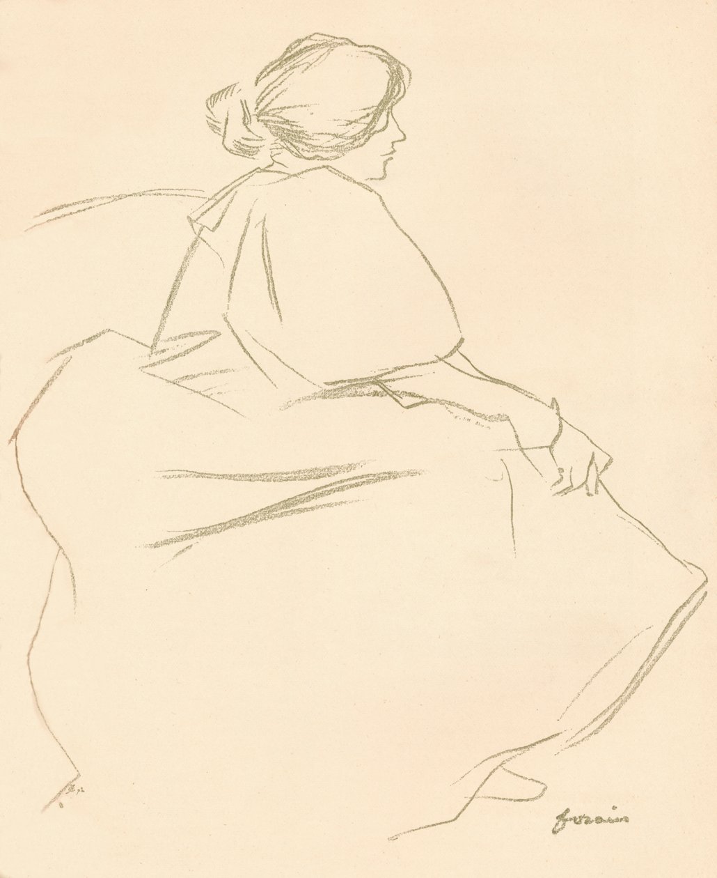 Um estudo em Crayon, c1872-1898, 1898 de Jean Louis Forain