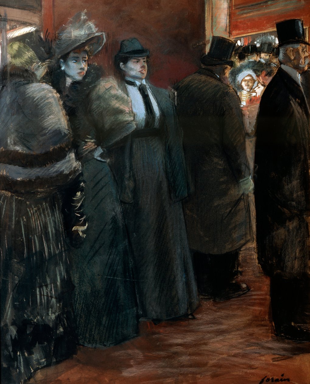 Um Hall de entrada do teatro, final do século XIX ou início do século XX. de Jean Louis Forain