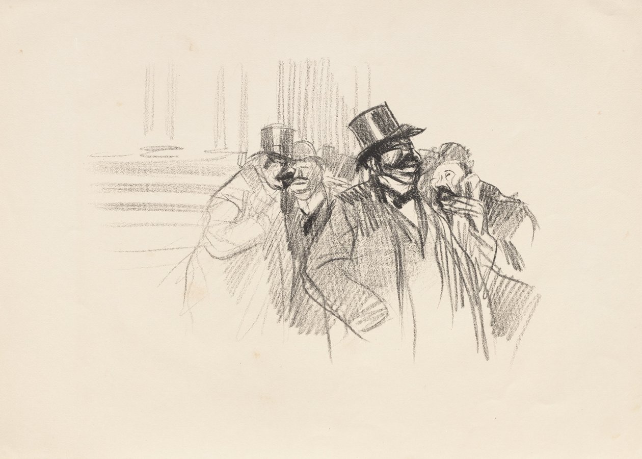Na Bolsa de Valores, c.1900 (litografia) de Jean Louis Forain