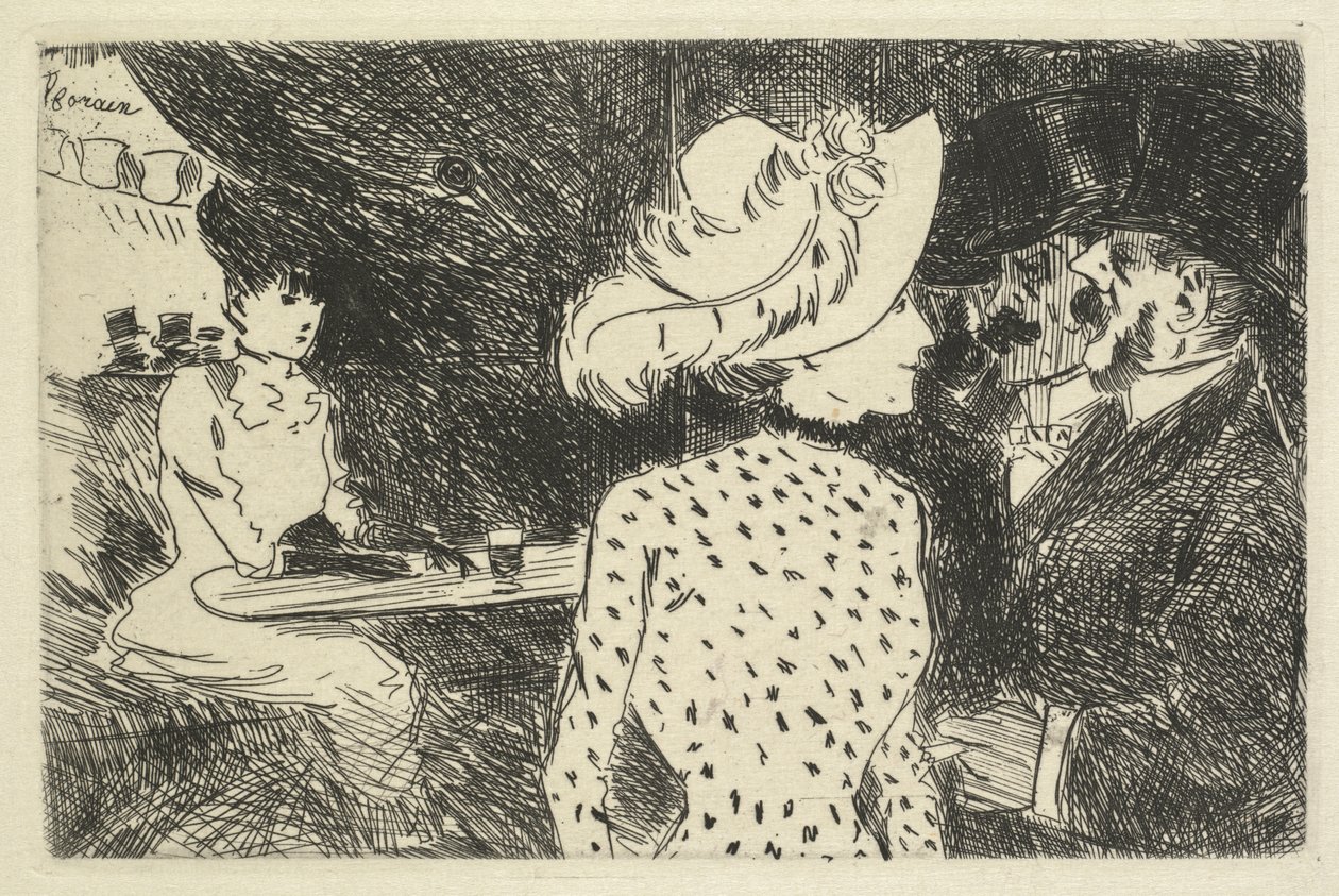 Cena do café descritiva, 1880-1886. de Jean Louis Forain