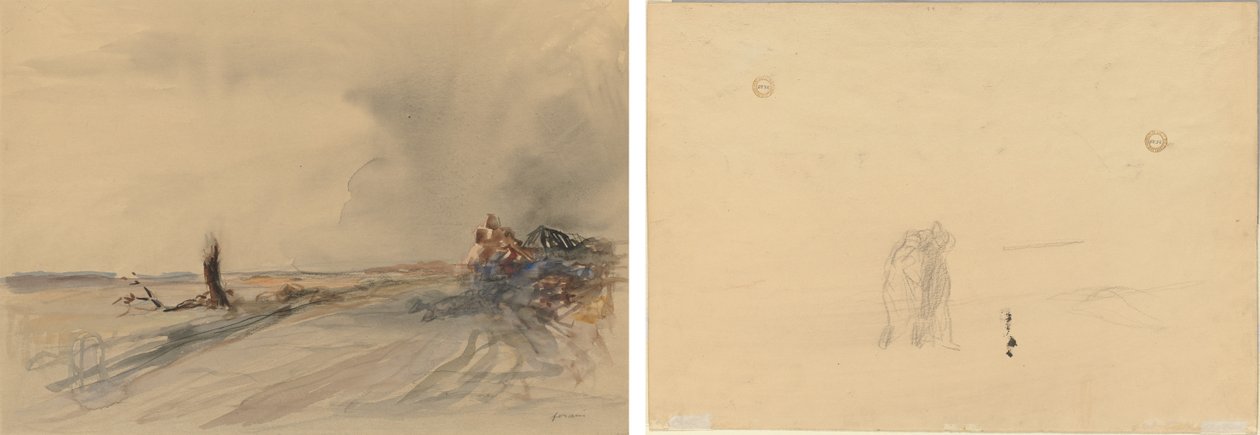 Terreno Devastado (reto); Figuras em uma paisagem (verso) de Jean Louis Forain