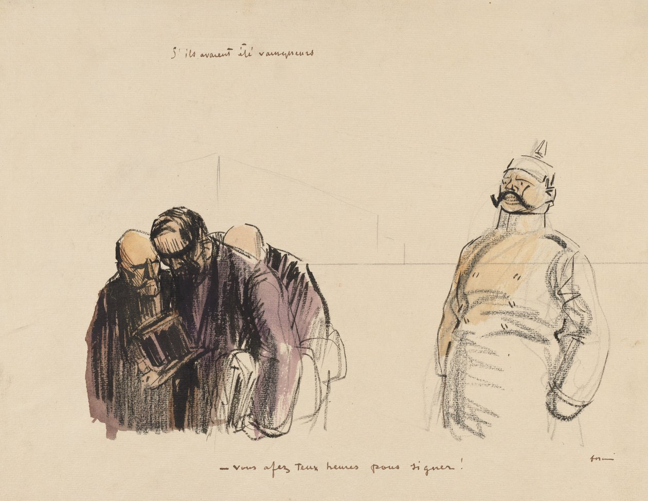 Se eles foram vitoriosos - Você tem duas horas para assinar, c. 1919 de Jean Louis Forain