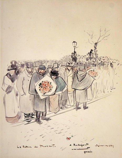 Le Retour du Proscrit, c.1895 (caneta e tinta e aguarela sobre papel) de Jean Louis Forain