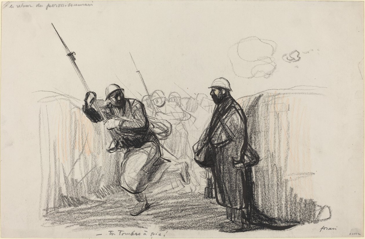 A devolução do titular. -Você está caindo!, c. 19141919. de Jean Louis Forain