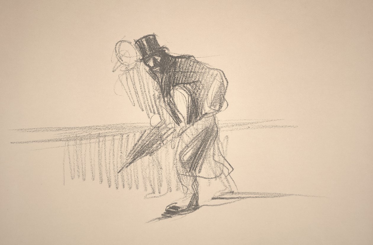 Homem com guarda-chuva (lito) de Jean Louis Forain