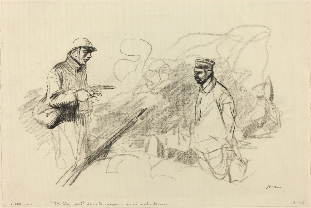 Poilu reconhecendo soldado alemão de Jean Louis Forain