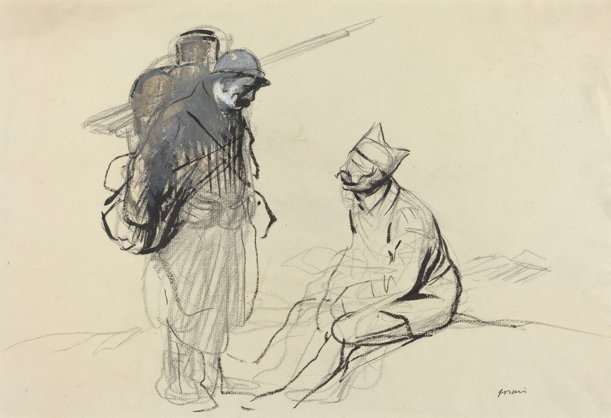 Poilu e Tommy Conversando de Jean Louis Forain