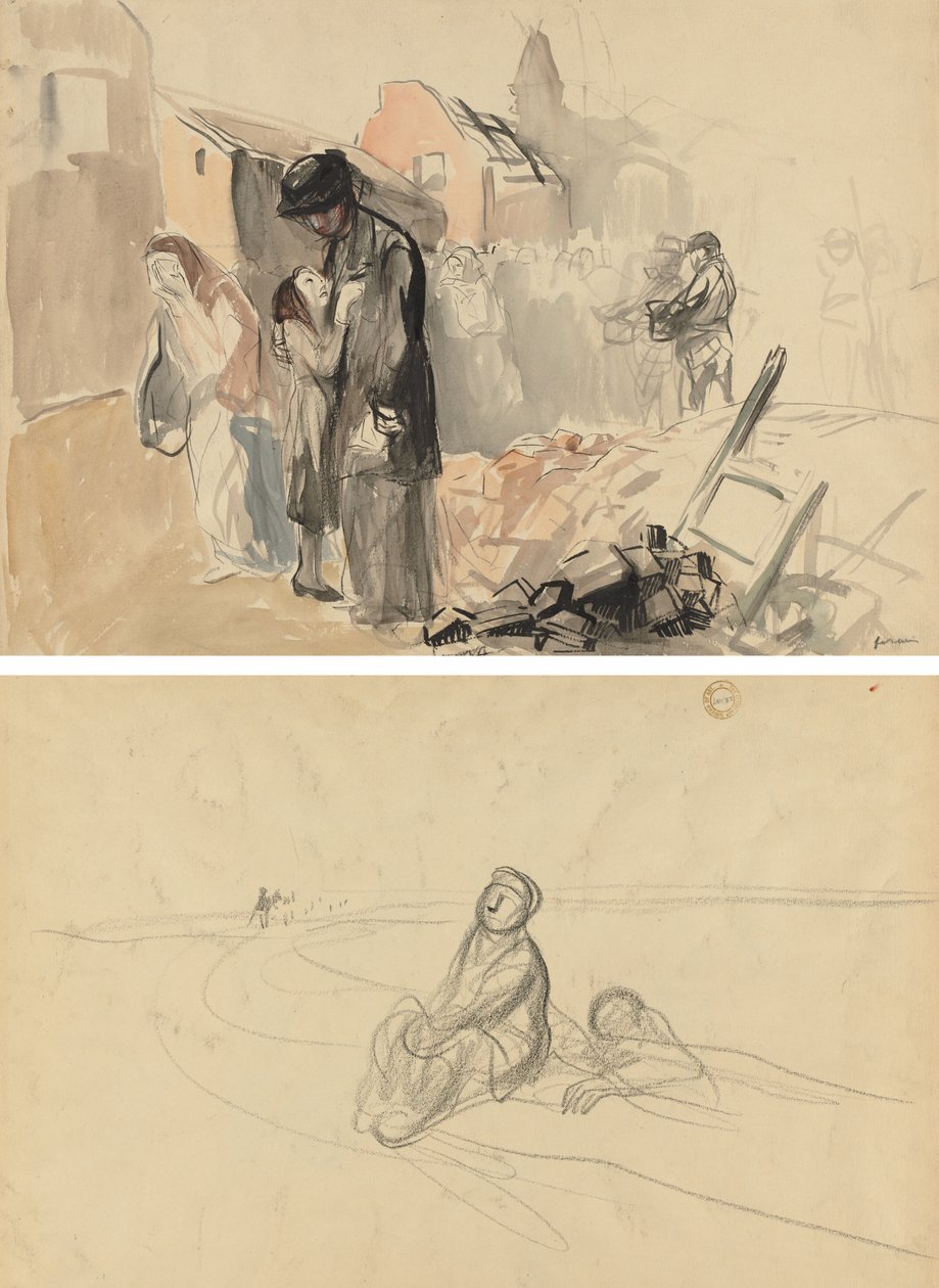 Território Reconquistado (reto) Duas Figuras em uma Estrada (verso) de Jean Louis Forain