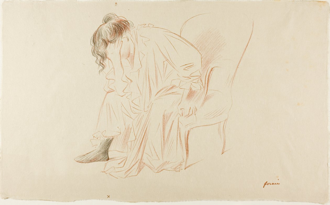 Mulher sentada, cabeça na mão direita de Jean Louis Forain