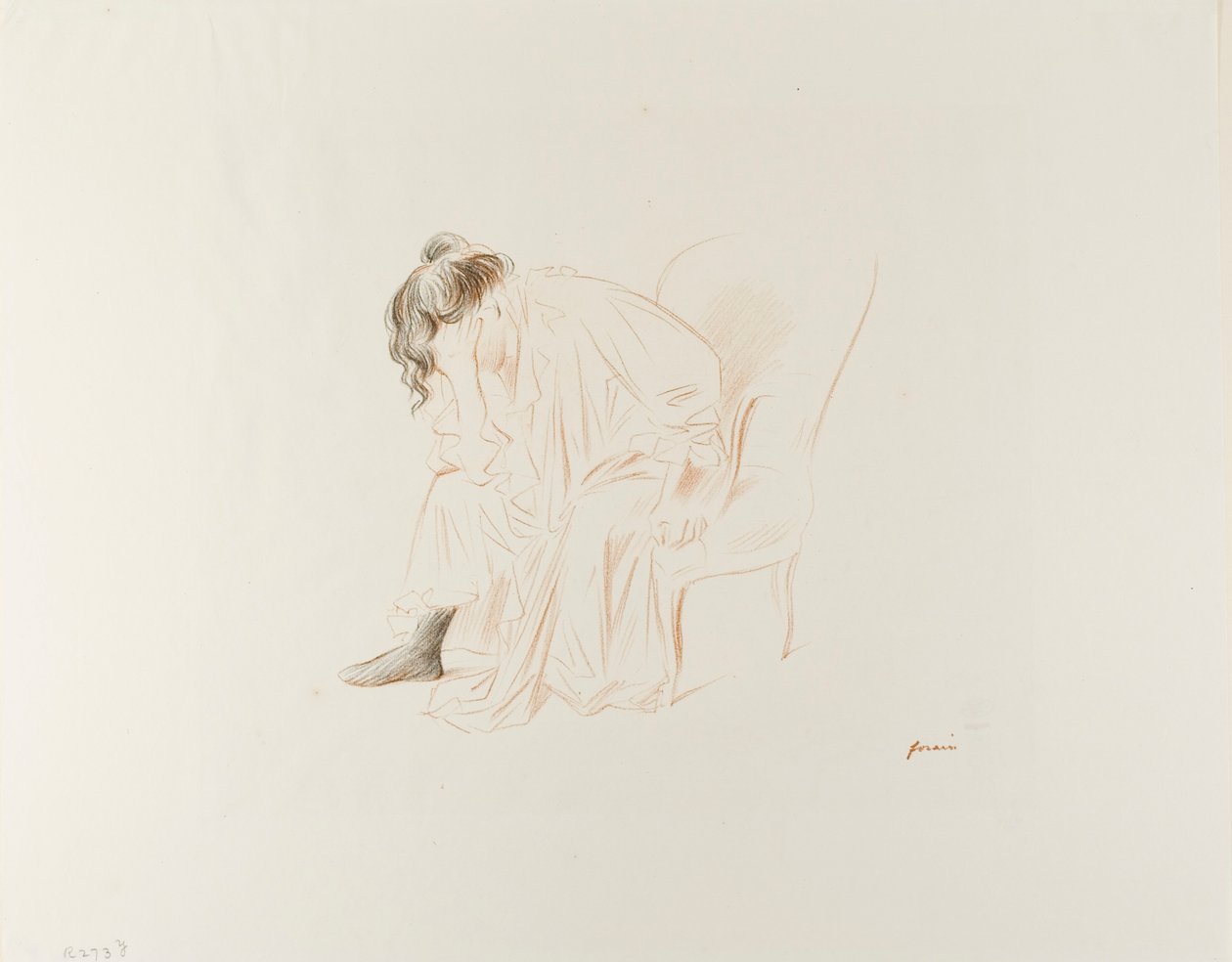 Mulher sentada, cabeça na mão direita de Jean Louis Forain