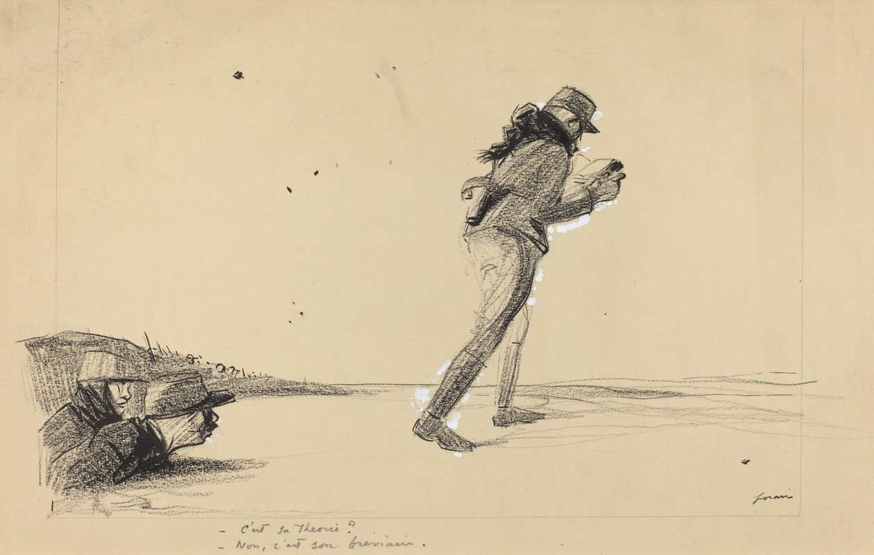 Na Frente. - Esta é a sua teoria - Não, este é o seu breviário, c. 19141919.   de Jean Louis Forain