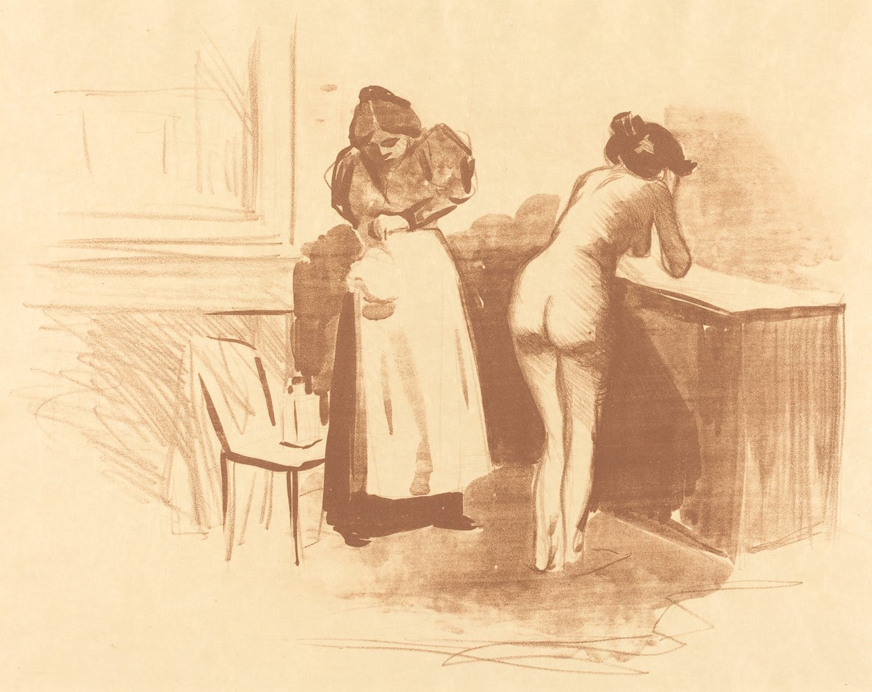 A massagem com luva de cabelo grosso de Jean Louis Forain