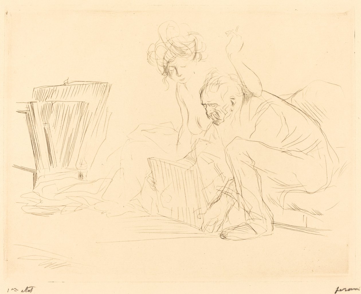 O Descanso do Modelo (segunda placa) de Jean Louis Forain
