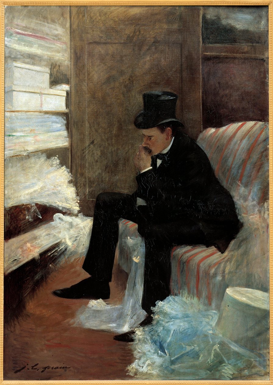 The Widower Painting de Jean Louis Forain (1852-1931) Século XIX, óleo sobre tela, Dim. 1,41x1 m Paris, Musee d