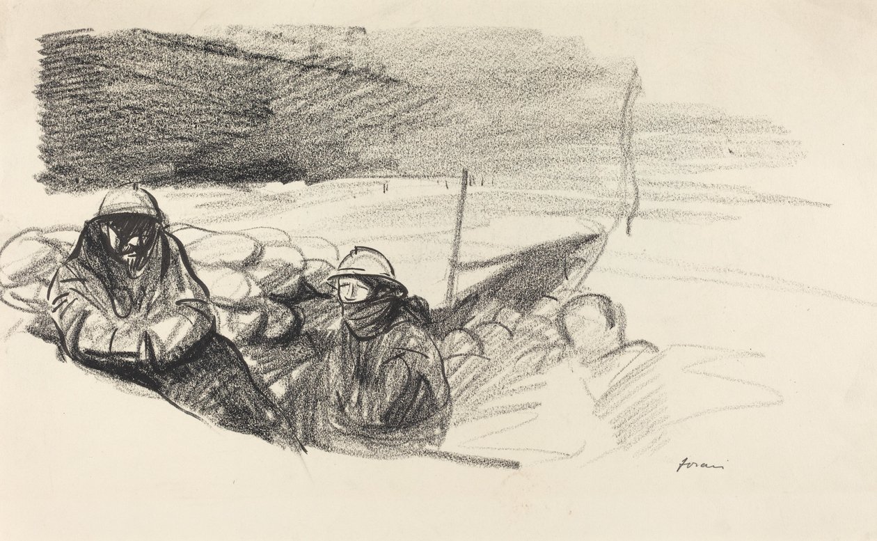 Dois soldados em uma trincheira de Jean Louis Forain