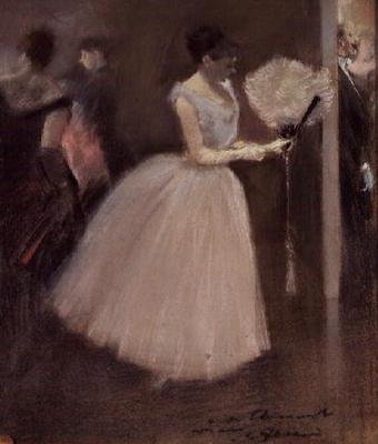 Mulher de branco com um ventilador, c.1884 de Jean Louis Forain