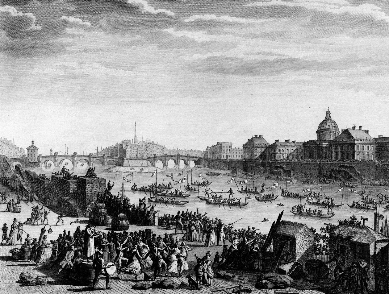 Revolução Francesa: Fete executado em memória da federação: jogo no Sena, em Paris, no dia 18 de julho de Jean Louis II (after) Prieur