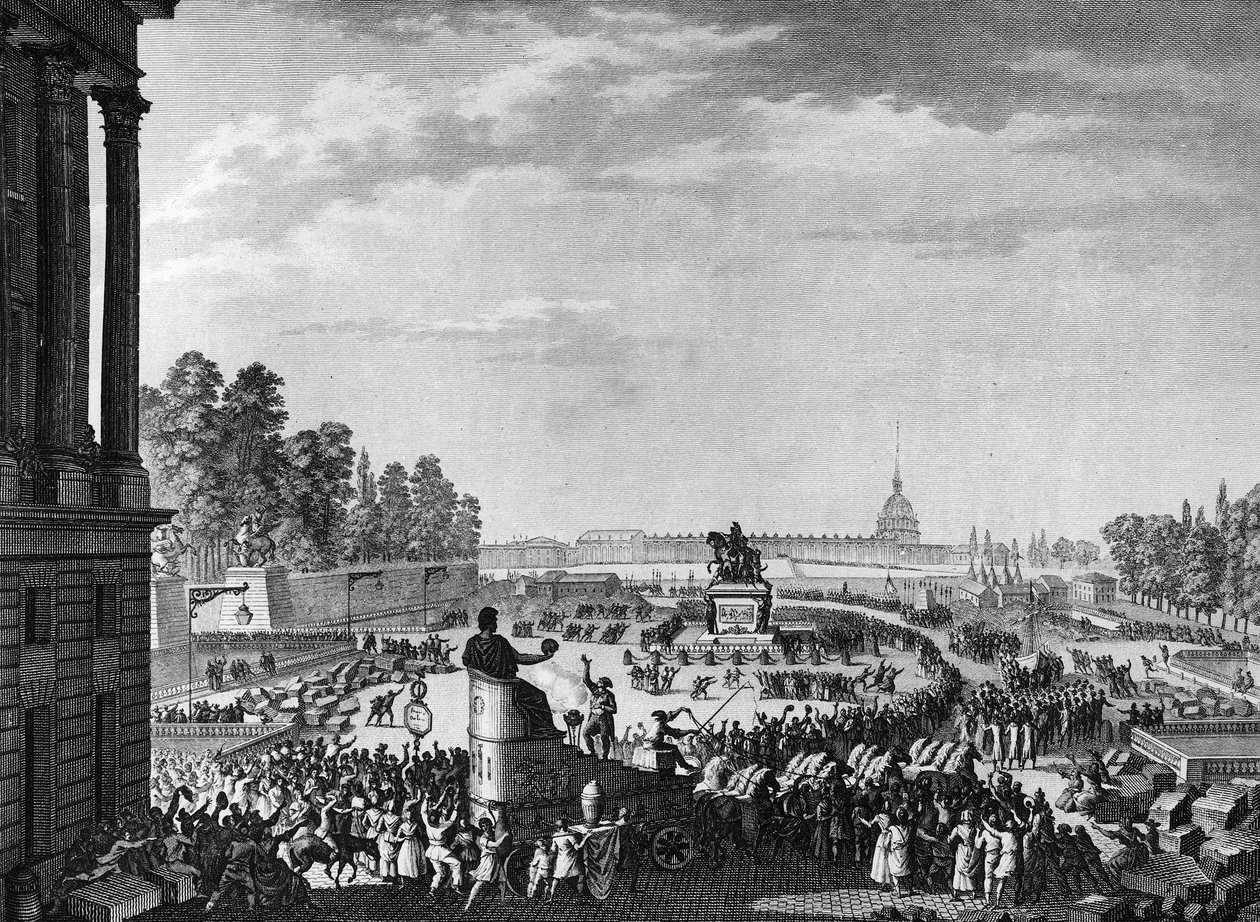 Revolução Francesa: Primeira celebração da liberdade por ocasião dos suíços de Chateauvieux (Chateaux Vieux ou Chateaux-Vieux) em 15 de abril de Jean Louis II (after) Prieur