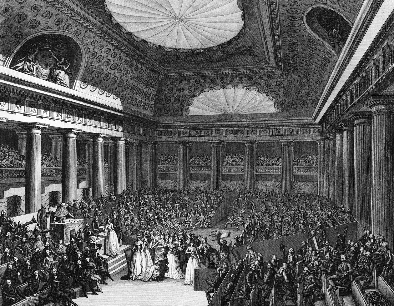 Revolução Francesa: Presente de jóias feitas por senhoras artistas para a Assembleia Nacional em 7 de Setembro de Jean Louis II (after) Prieur