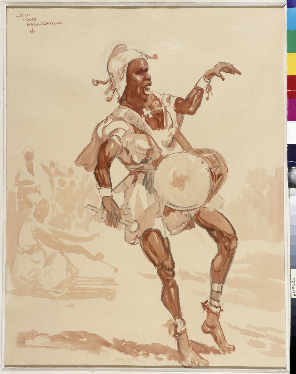 Músico africano (aguarela) de Jean Louis Paguenaud