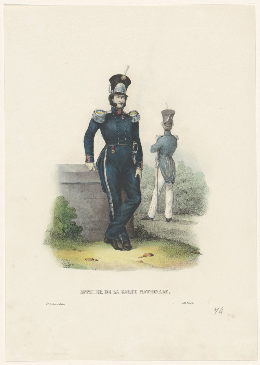 Oficial da Guarda Nacional, 1828
Oficial da Guarda Nacional (título sobre o objecto)
Fatos belgas: antigo e moderno, militar, civil e religioso, 1830 (título da série) de Jean Louis Van Hemelryck