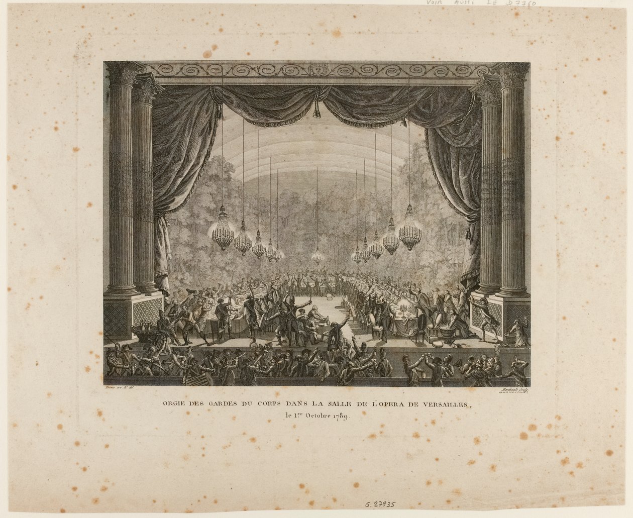 Festa dos Guarda-Costas, regimentos de Flandres, dragões de Montmorency e Guardas Nacionais de Versalhes. Puxando o Galo Nacional, exibem o galo preto, sinal da "Confederação Aristocrática" de Jean Louis the Younger Prieur