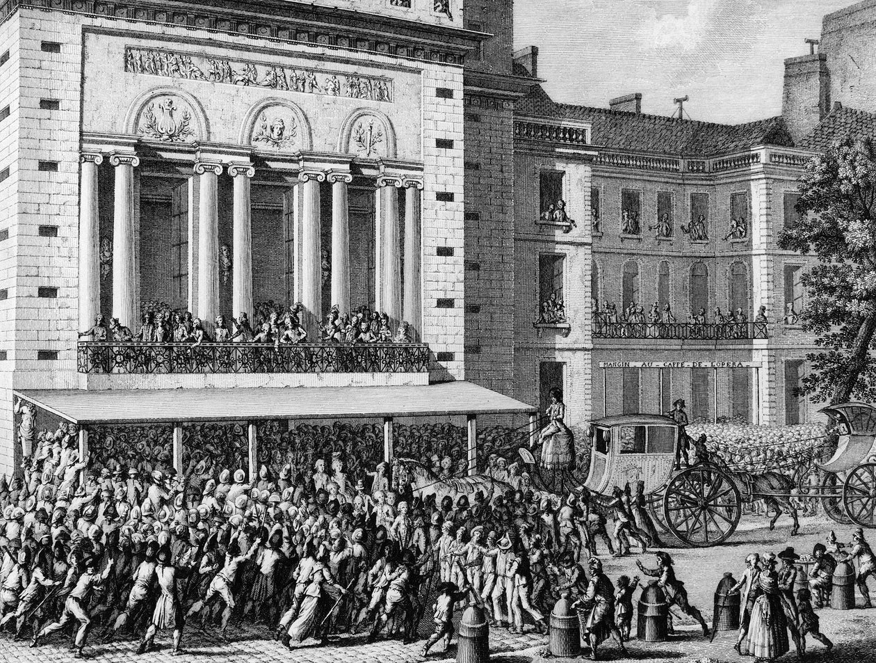 Revolução Francesa: O povo revolucionário encerra a Ópera de Paris em 12 de julho de Jean Louis the Younger Prieur