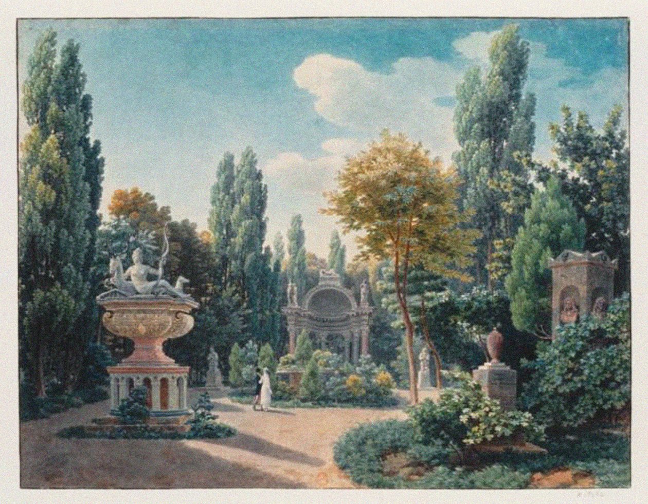 Monumento de Diane de Poitiers no Jardin du cloître des Petits-Augustins, 1815 de Jean Lubin Vauzelle