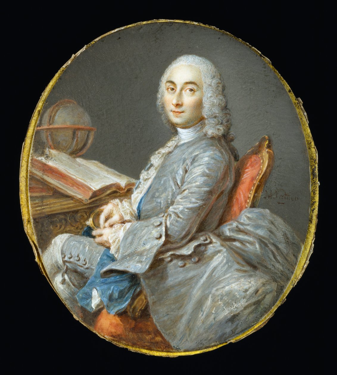Retrato em miniatura de César François Cassini de Thury de Jean Marc Nattier