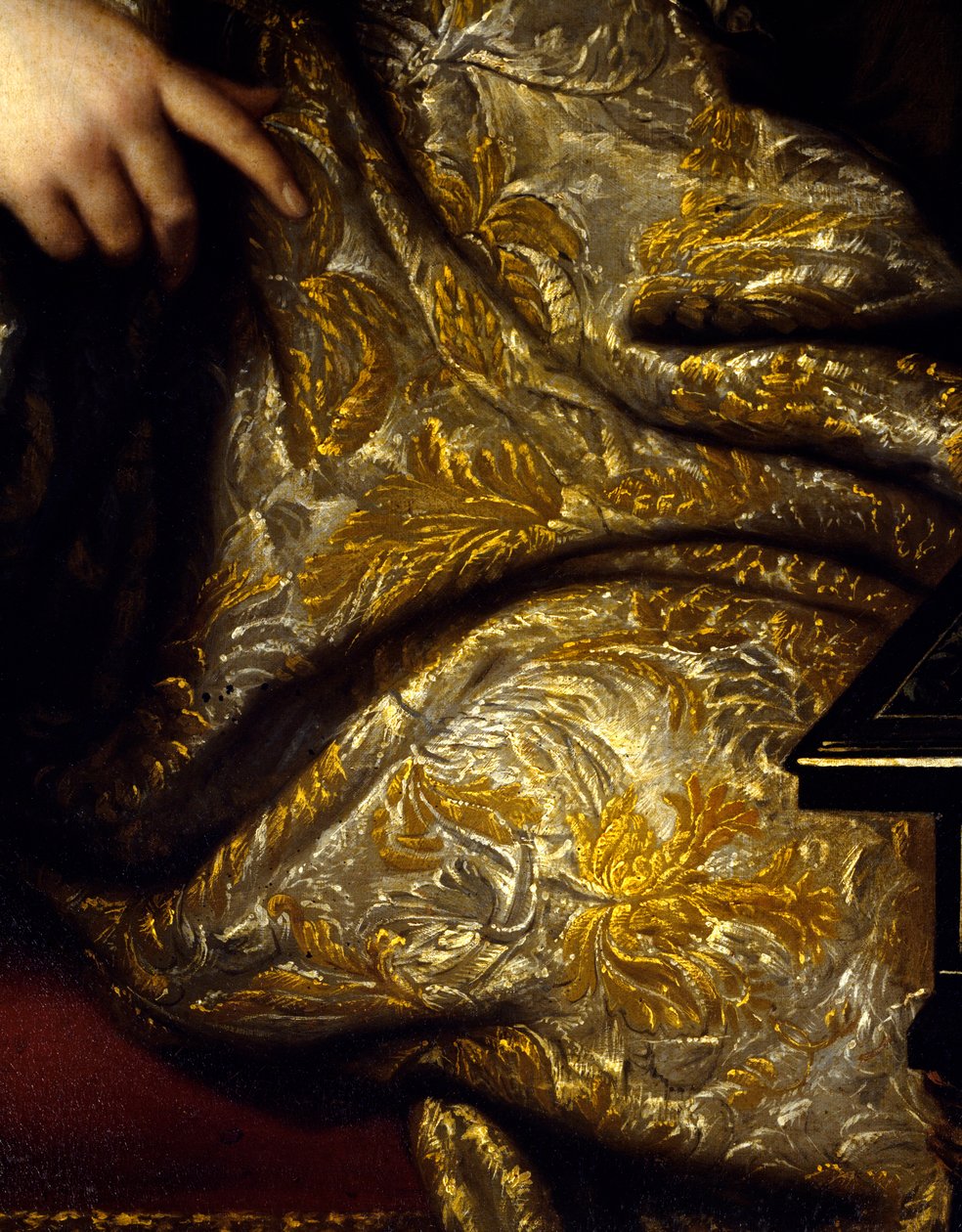 Retrato de Jean Baptiste (Jean-Baptiste) Colbert (1651-1690) seigneur Marquês de Seignelay, ministro da Marinha, filho de Colbert Detalhe dos drapeados. Pintura de Marc Nattier (1642-1705) de Jean Marc Nattier