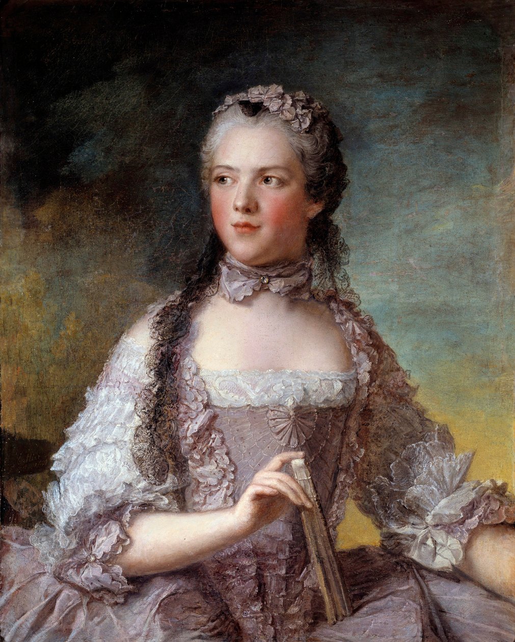 Retrato de Madame Adelaide de France (1732-1800), filha do Rei Luís XV Pintura de Jean-Marc (Jean Marc) Nattier (1685-1766) 1749 Sol 0,81x0,64 m - Retrato de Madame Adelaide de France (1732-1800), filha do Rei Luís XV. Pintura de Jean-Marc (J de Jean Marc Nattier