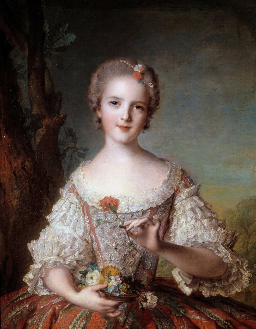 Retrato de Madame Louise da França (1737-1787) filha do Rei Luís XV Pintura de Jean-Marc Nattier (1685-1766) 1748 Sol 0,98x0,85 m de Jean Marc Nattier