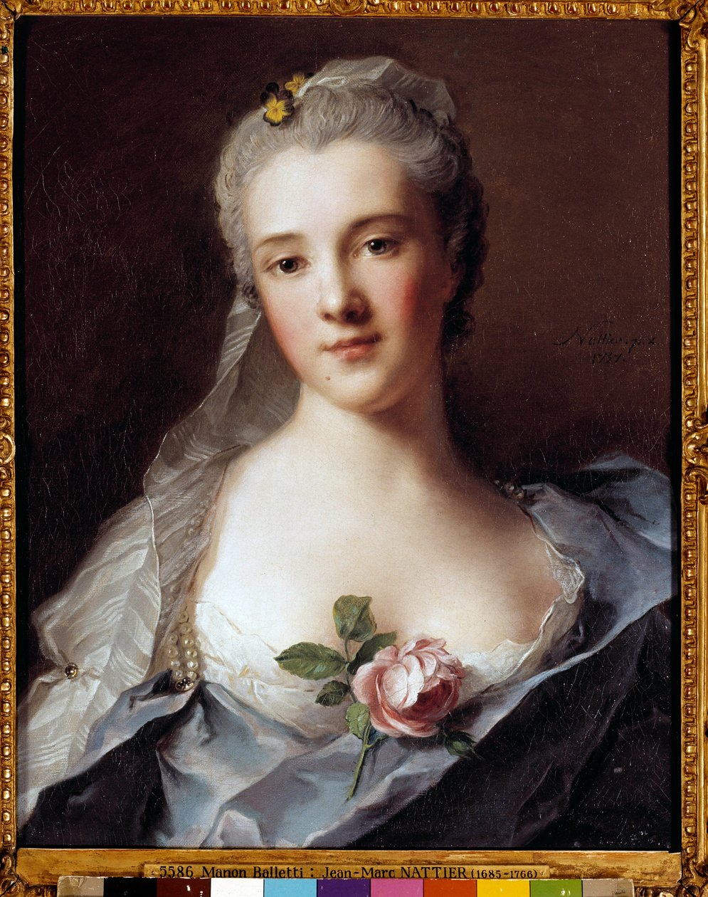 Retrato de Manon Balletti (1740-1776), esposa do arquiteto Jean Francois Blondel (1705-1774) Pintura de Jean Marc (Jean-Marc) Nattier (1685-1766) de Jean Marc Nattier