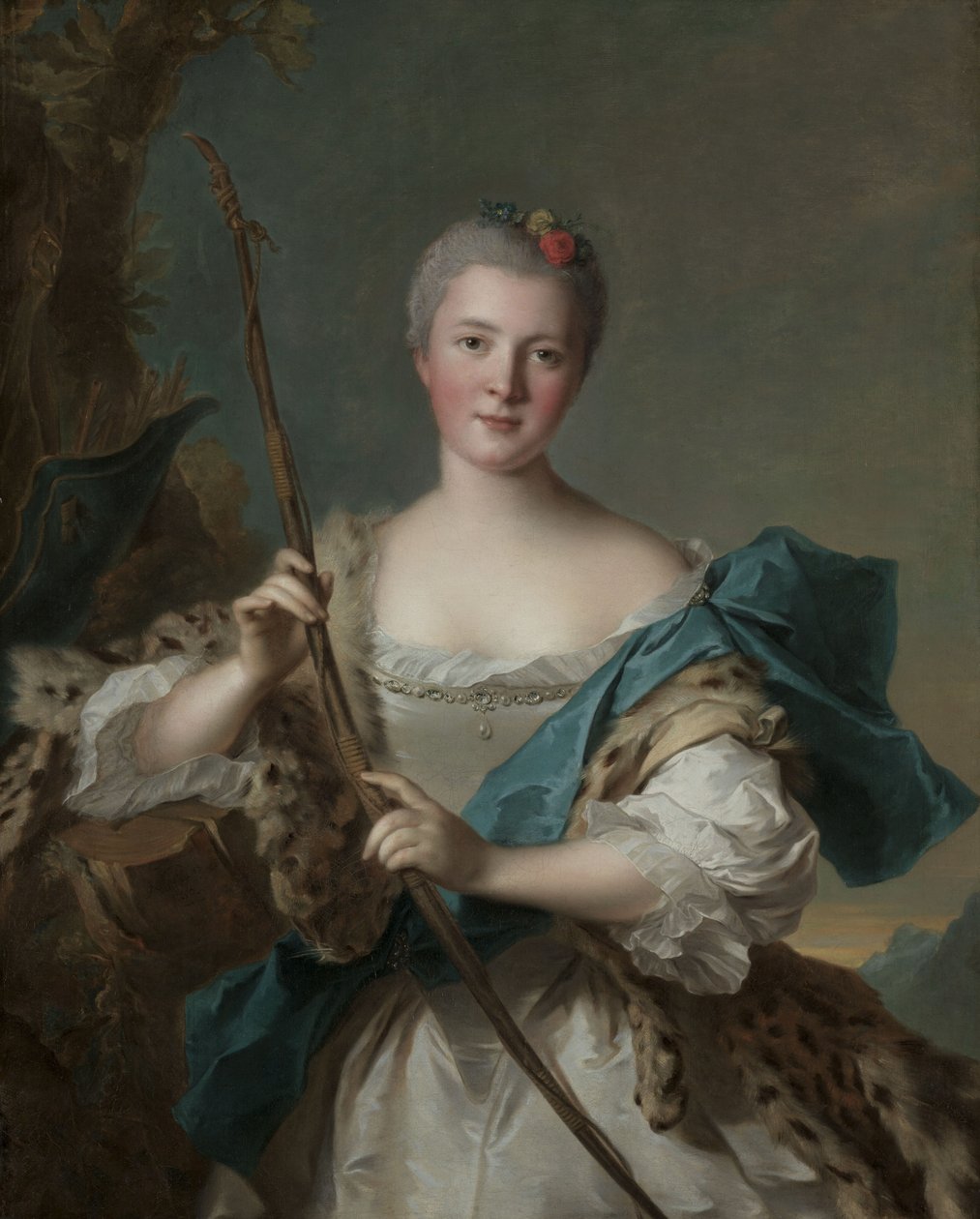 Retrato de uma mulher como Diana, 1752 de Jean Marc Nattier