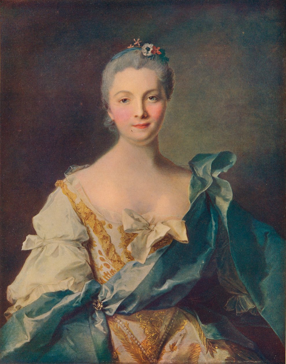 Retrato de uma jovem mulher, século XVIII de Jean Marc Nattier