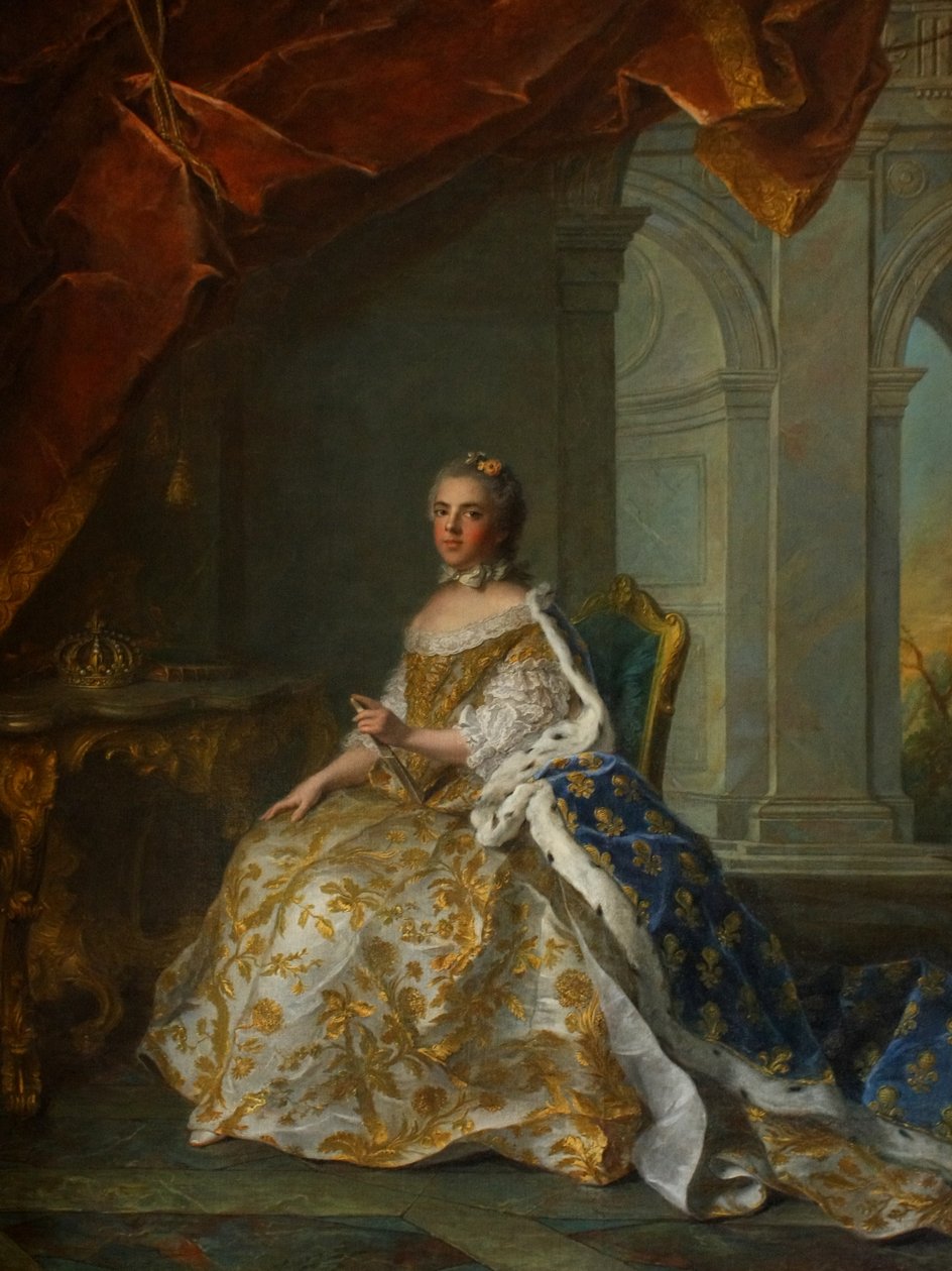 Retrato póstumo de Luísa Elisabeth de França (1727-1759), duquesa de Parma, em traje de corte de Jean Marc Nattier