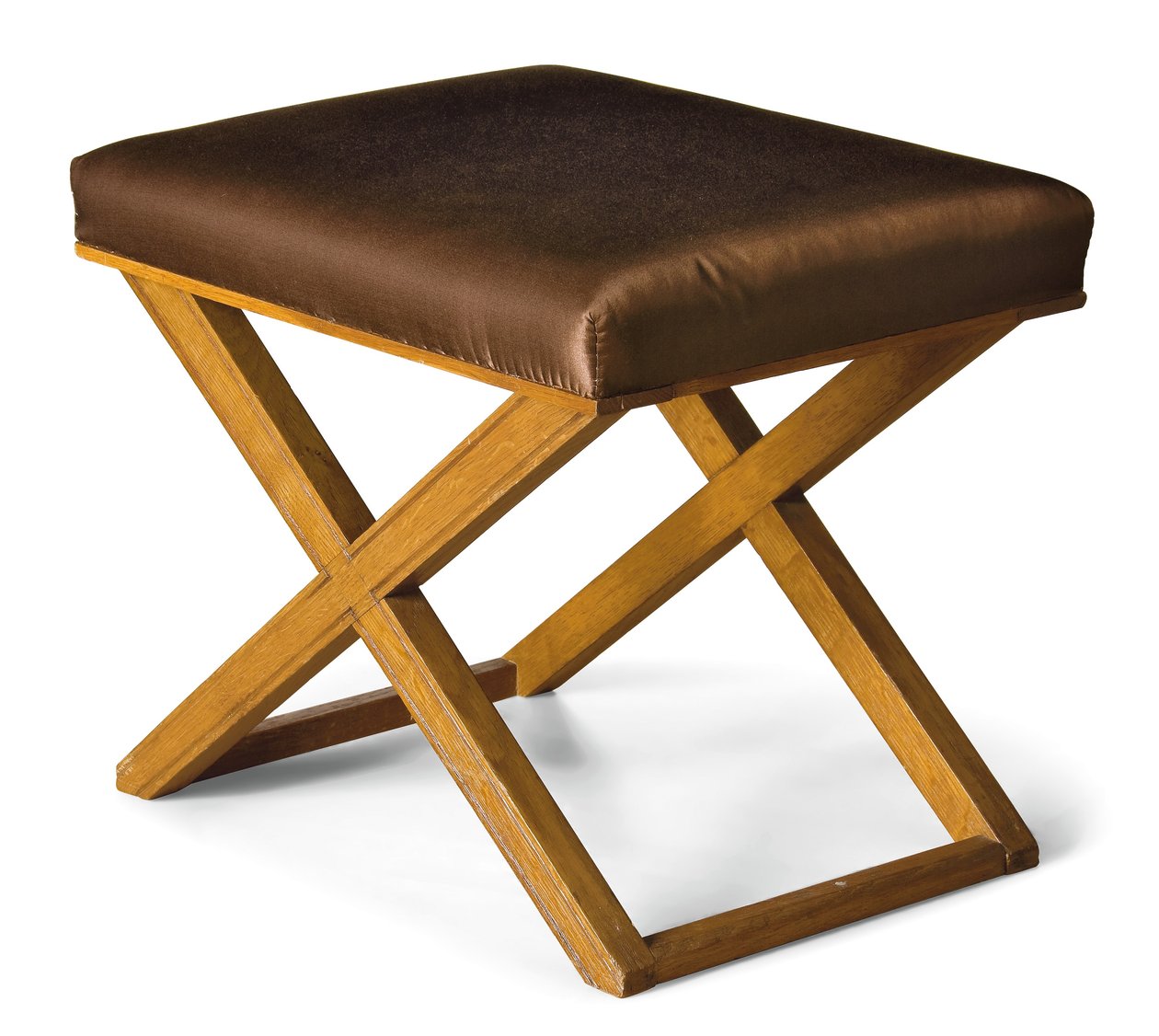 Um de um par de bancos &39;en x&39;, c.1935 (carvalho e seda) de Jean Michel Frank